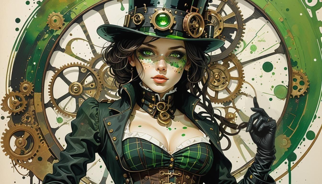 Steampunk Babe in Detailed Impasto Painting