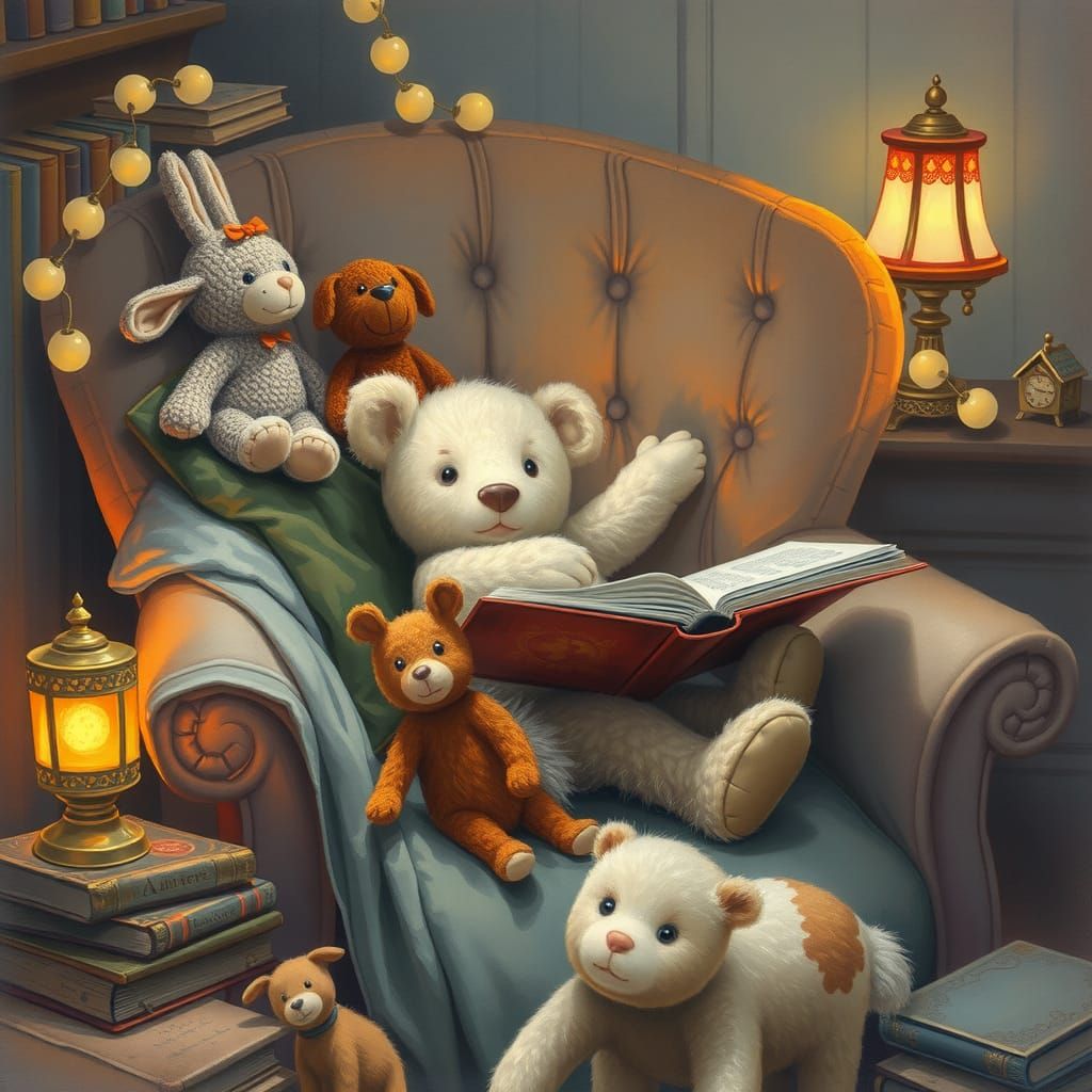 Cozy bedtime stories in Grandma's attic, art by Beatrix Pott...