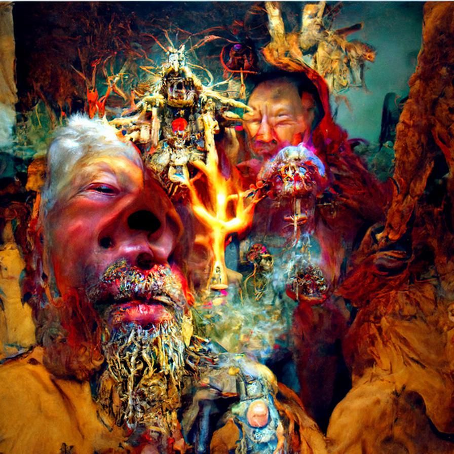 Raging Forest Man in Maximalist Psychedelic Style