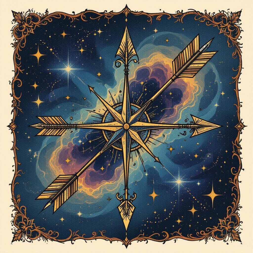 Sagittarius Zodiac Tattoo with Cosmic Nebula