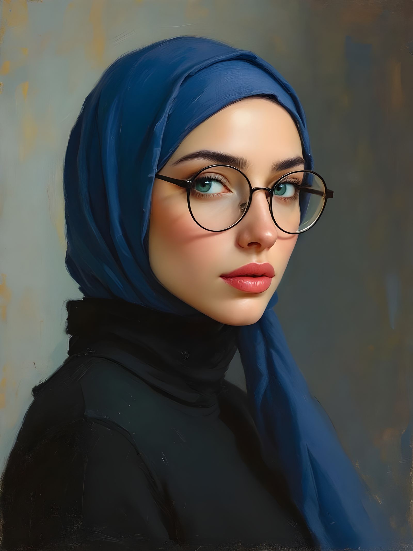 Hijabi Portrait in the Style of Impressionist Oil Painting