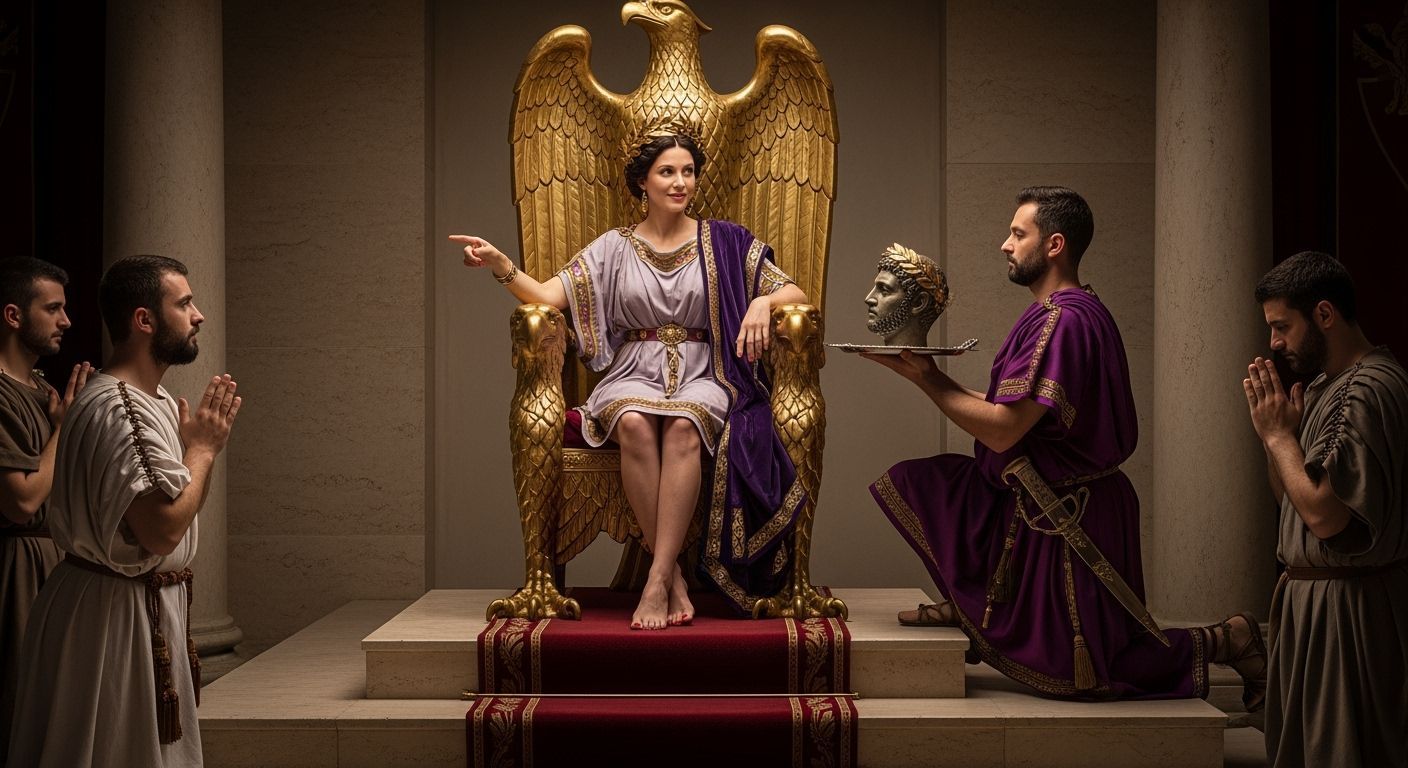 Roman Empress on Gold Throne, Caravaggio Style