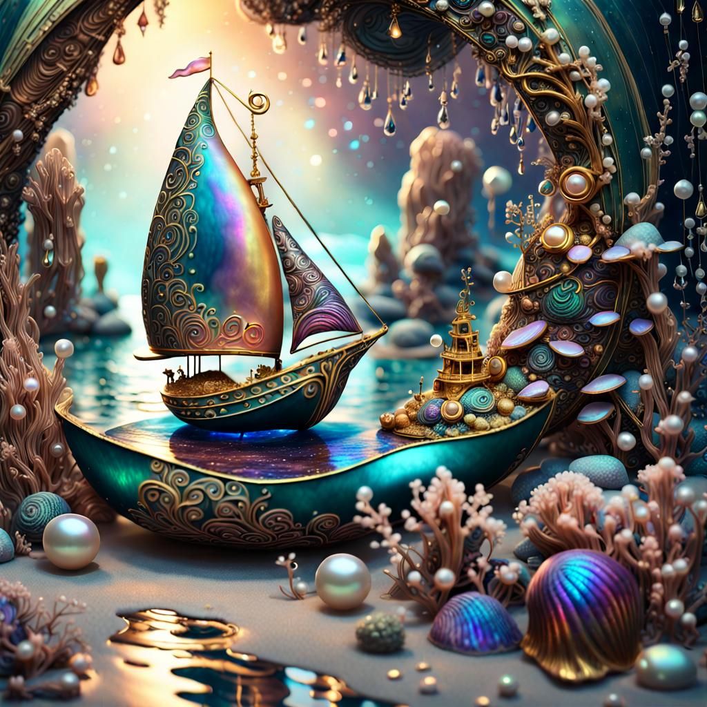 Magical Sea Fairies in Mussel Shell Diorama