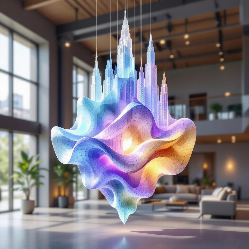 Ethereal Flux Sculpture: Flowing Architectural Dream
