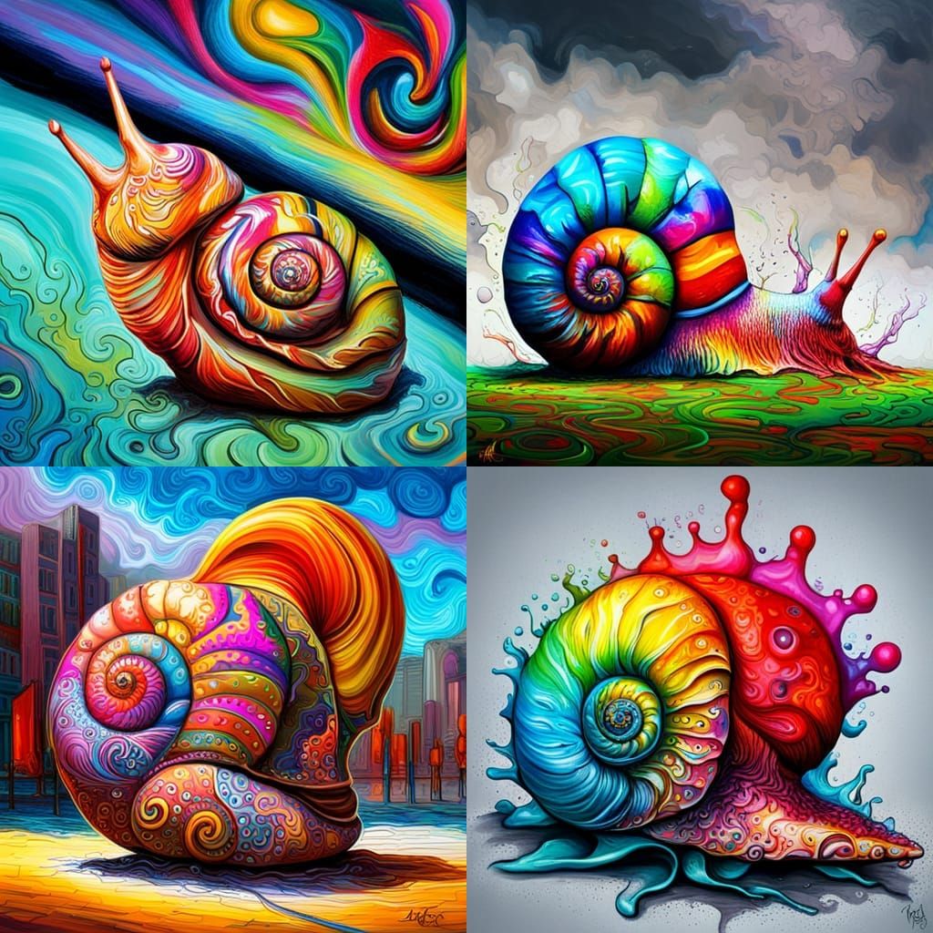 Psychedelic Snail in Graffiti Street Art Style
