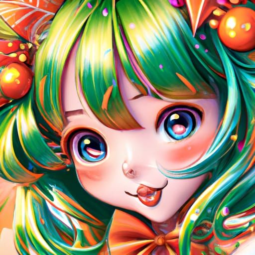 Kawaii Anime Doll Portrait for Christmas