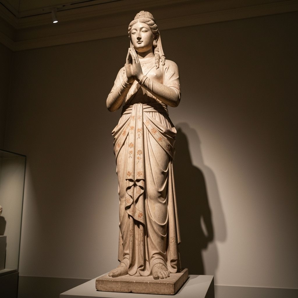 Etruscan Woman Porcelain Statue with Kintsugi Accents