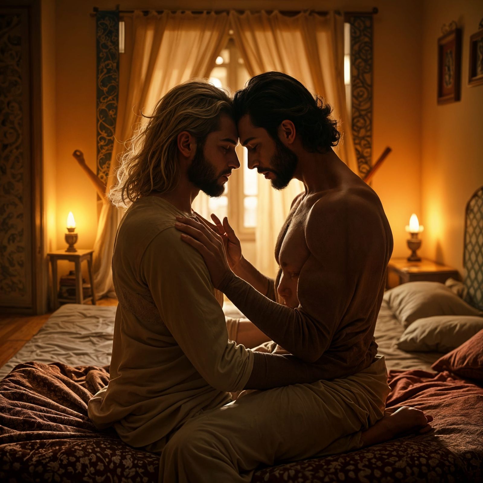 Medieval Embrace: A Tender Moment in Time