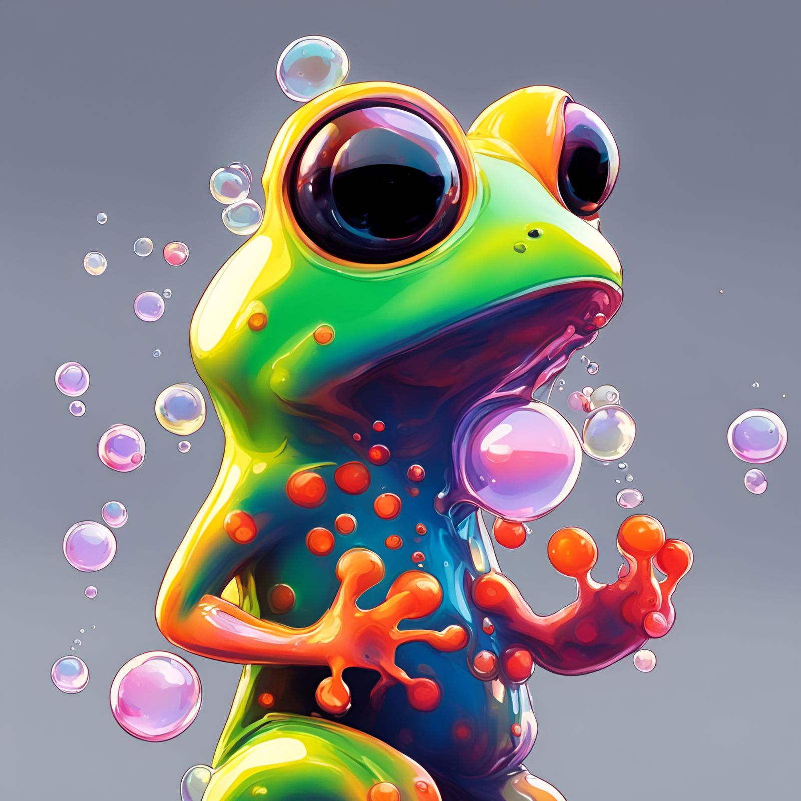 Glowing Frog Alien in Lava Lamp Style