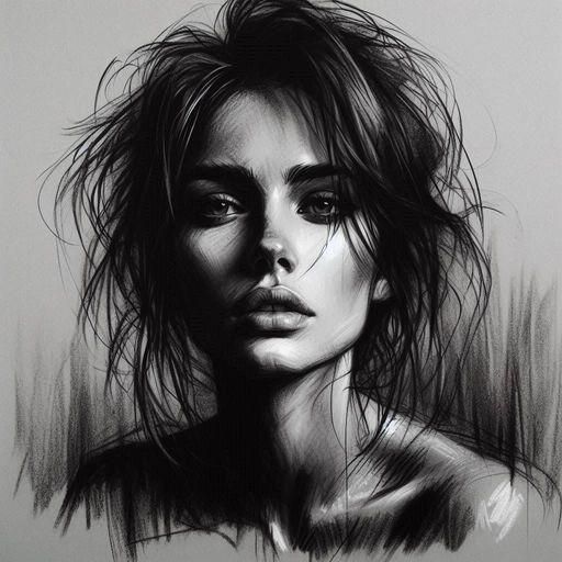 Detailed Charcoal Drawing of an Old Oak Tree