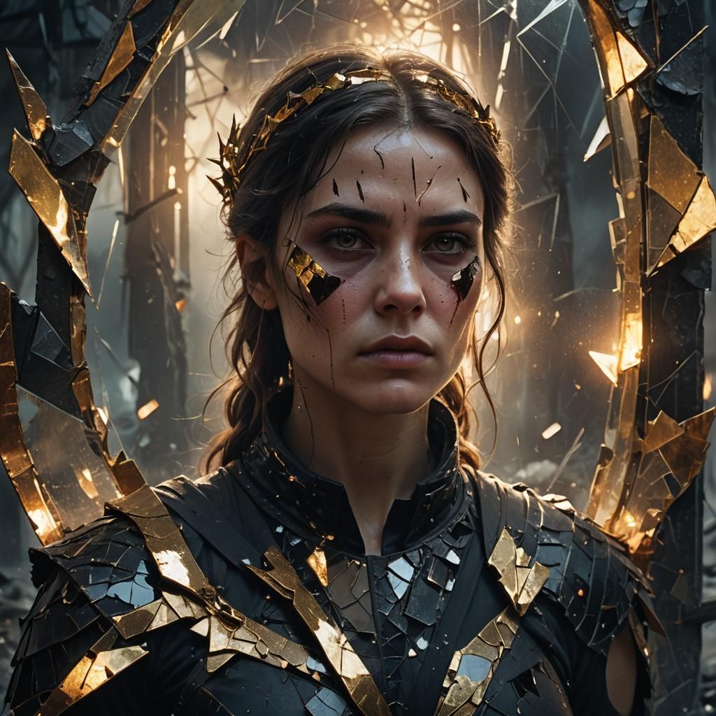 Bruised Woman in Dark Fantasy Portrait Art