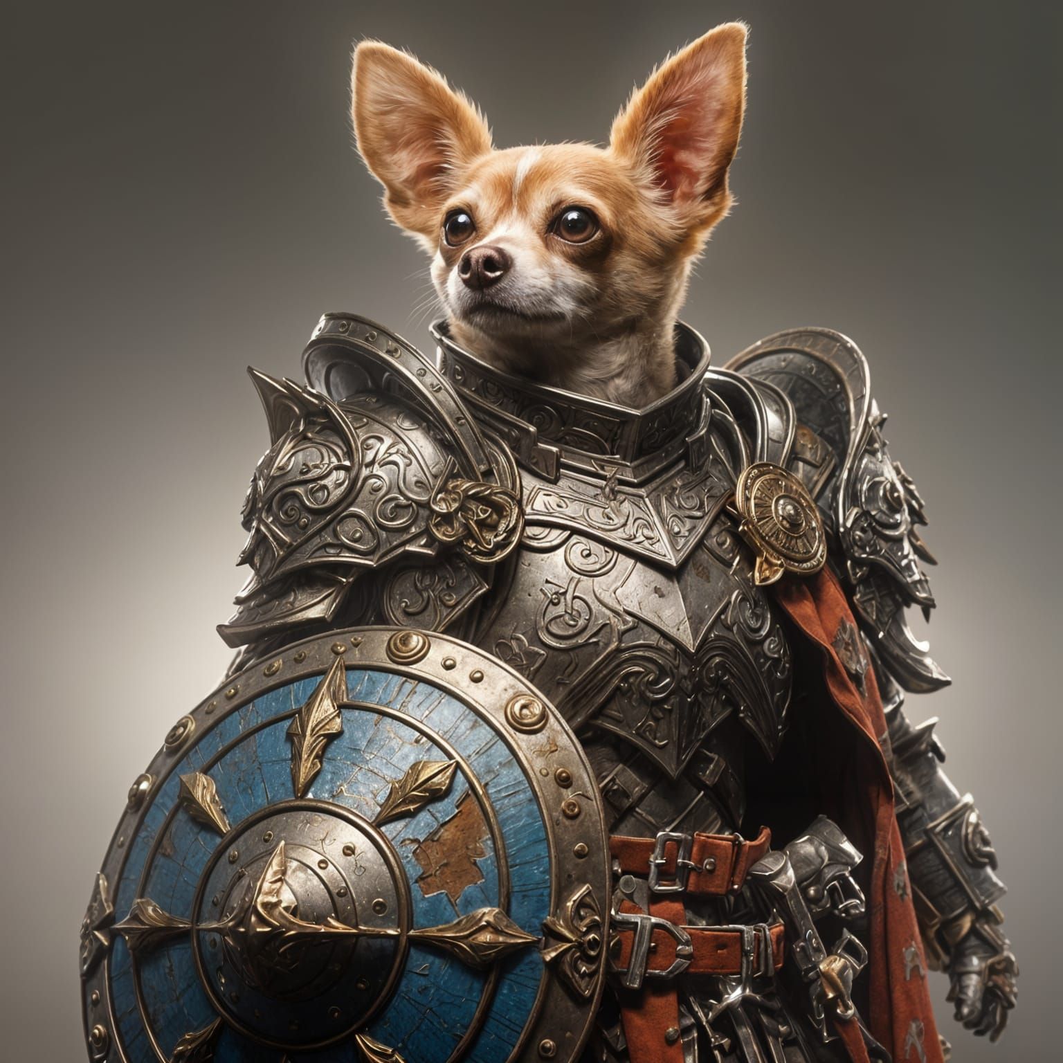 Armored Chihuahua Paladin in Detailed Fantasy Art
