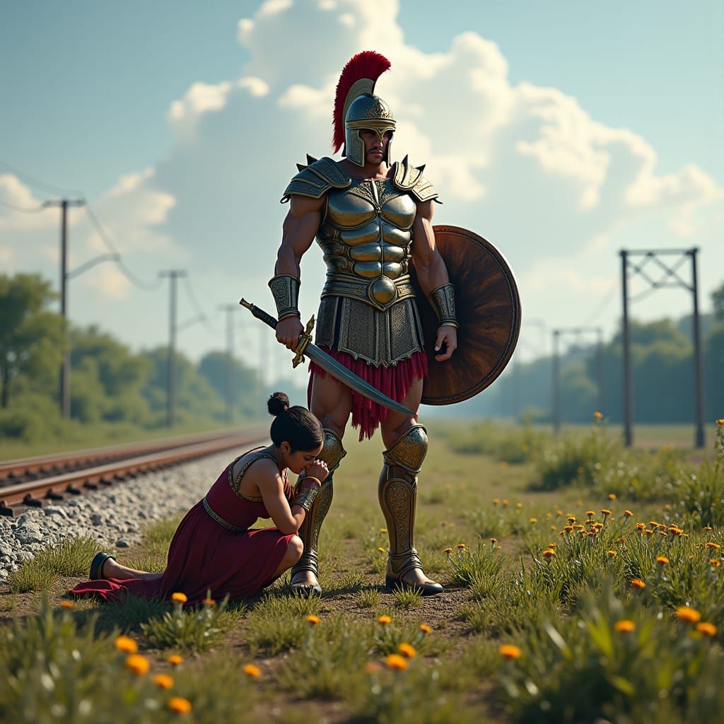 Greek Warrior in Shining Armor, Concept Art