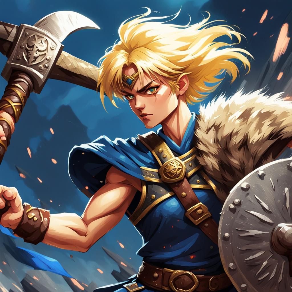 Sailor Uranus as Viking Berserker with Axe