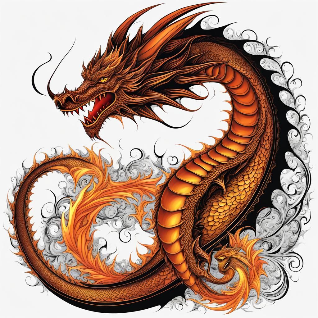 Dragon in Medieval Castle Breathing Fire