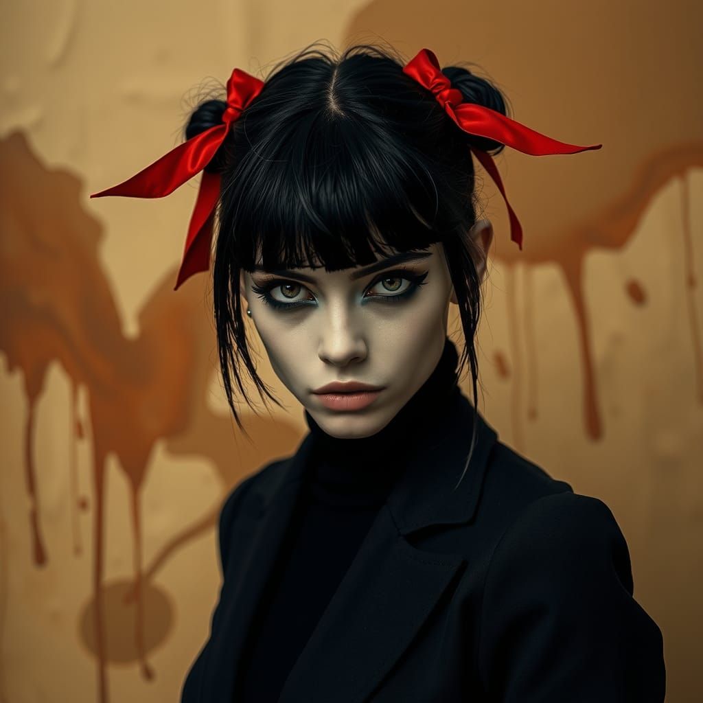 Intense Portrait with Abstract Backdrop