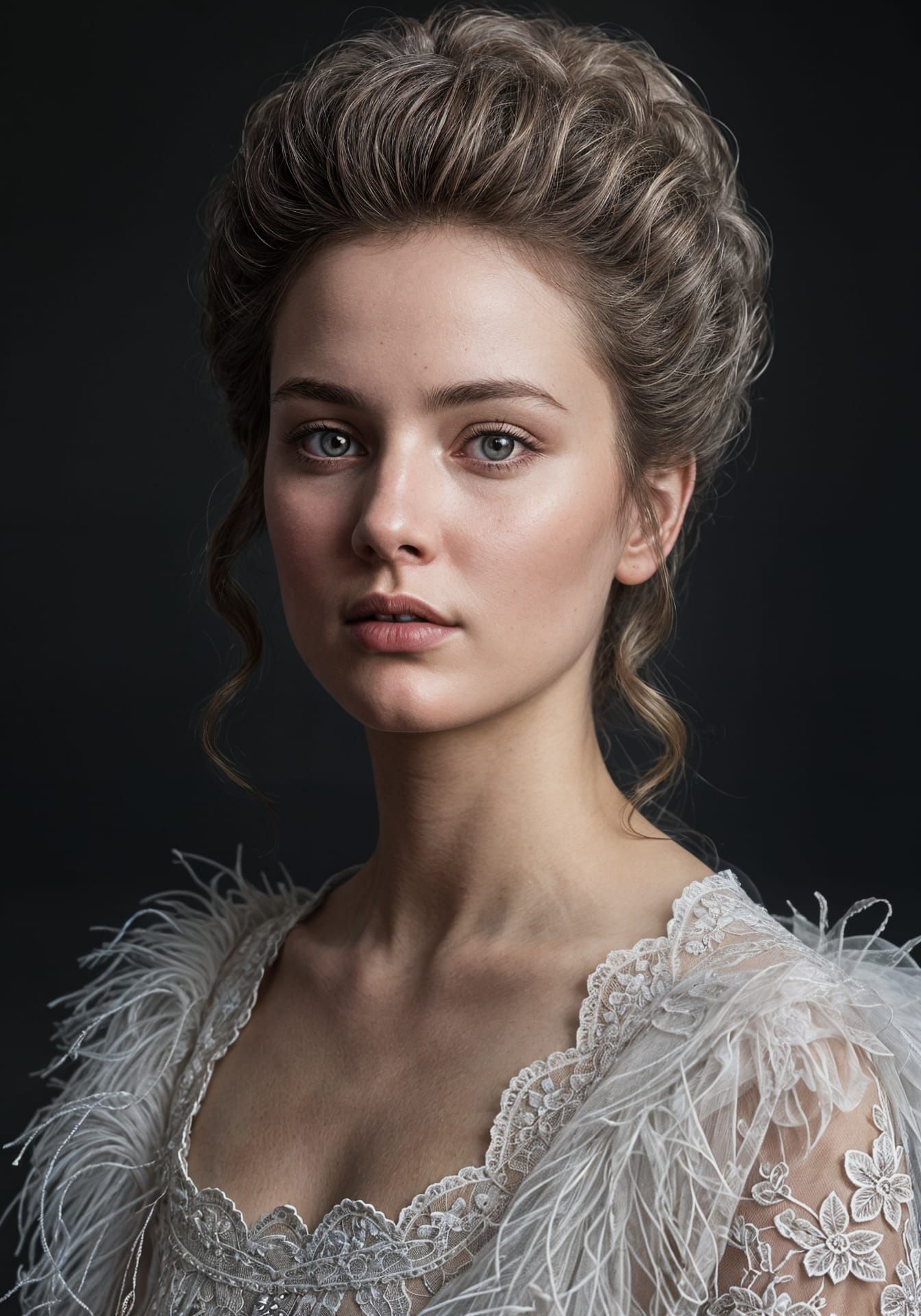 Elegant 18th Century Girl Portrait in Rococo Style