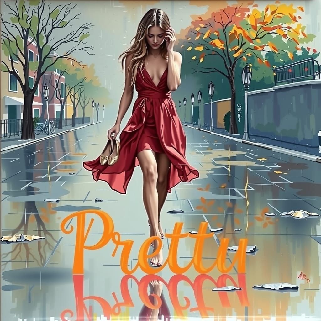 Spanning the bottom of the canvas is text that says "Pretty"...