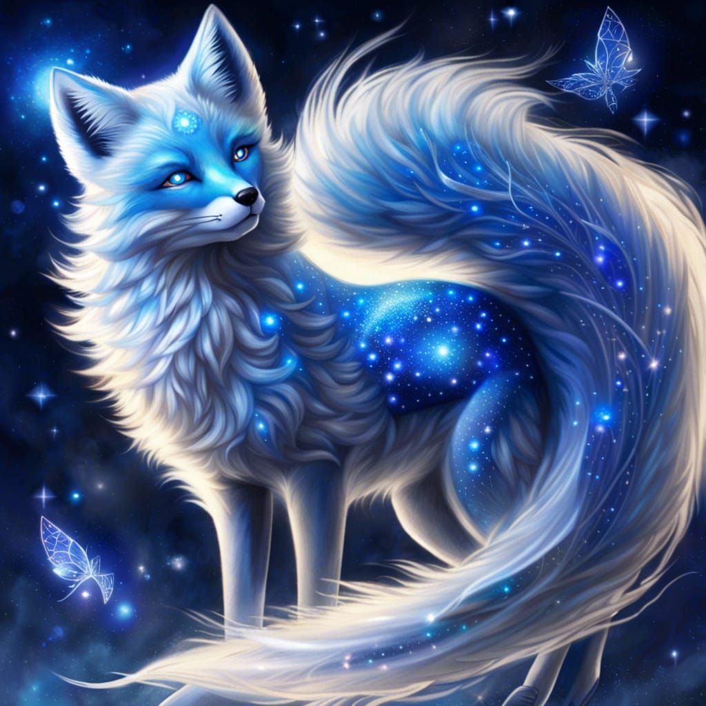 Celestial Fox: Lumina with Stardust Trails