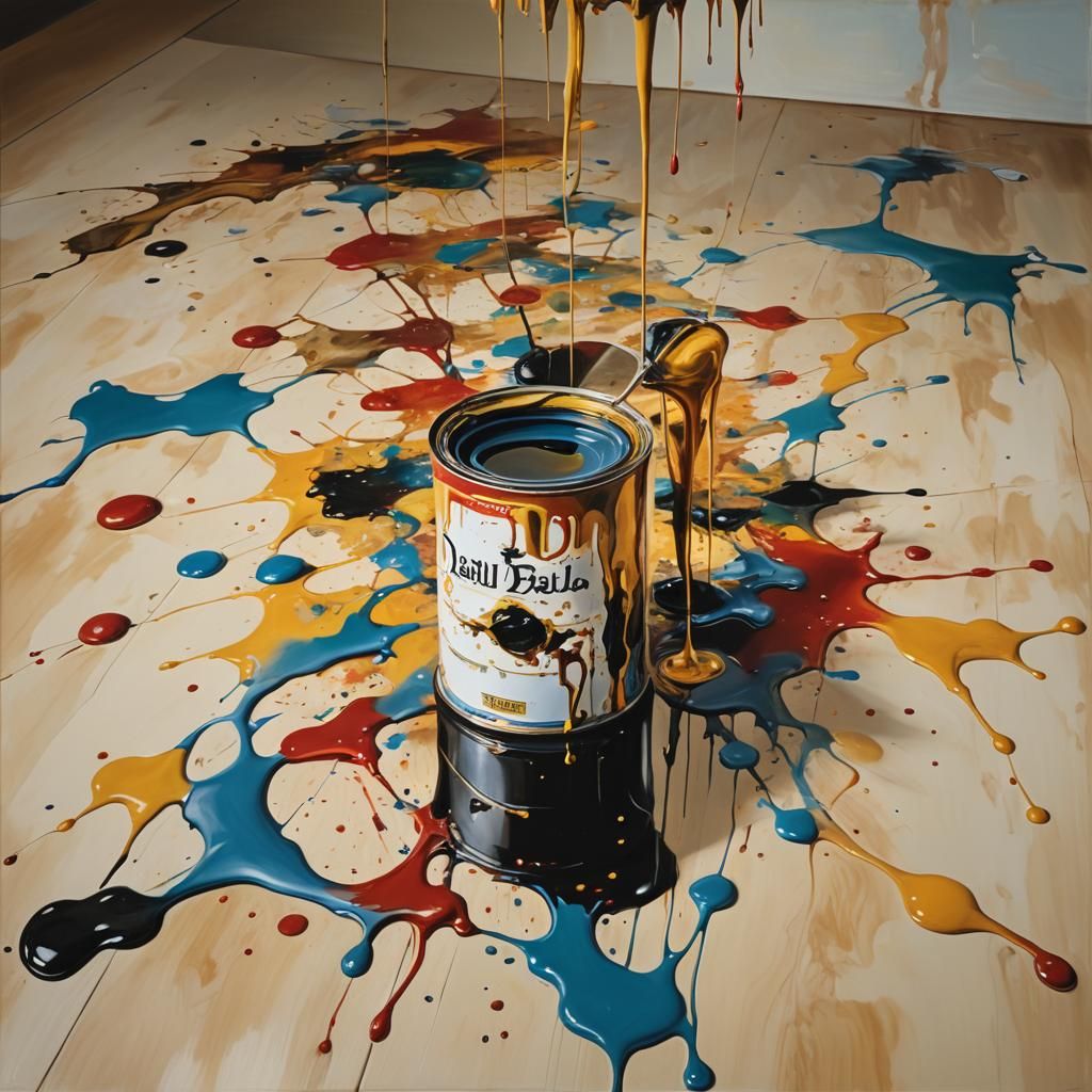 Surreal Melting Paint Can in Salvador Dali Style
