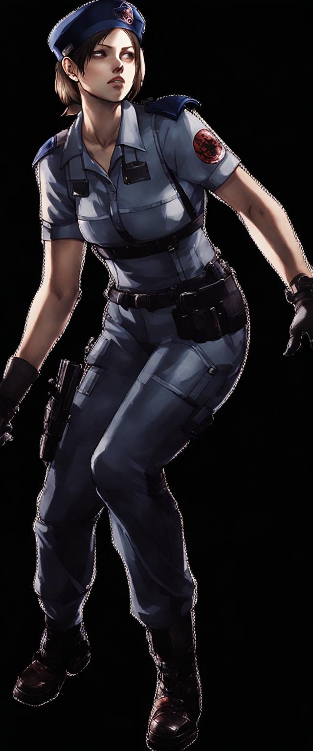 Anime Portrait of Actress as Jill Valentine in Lab