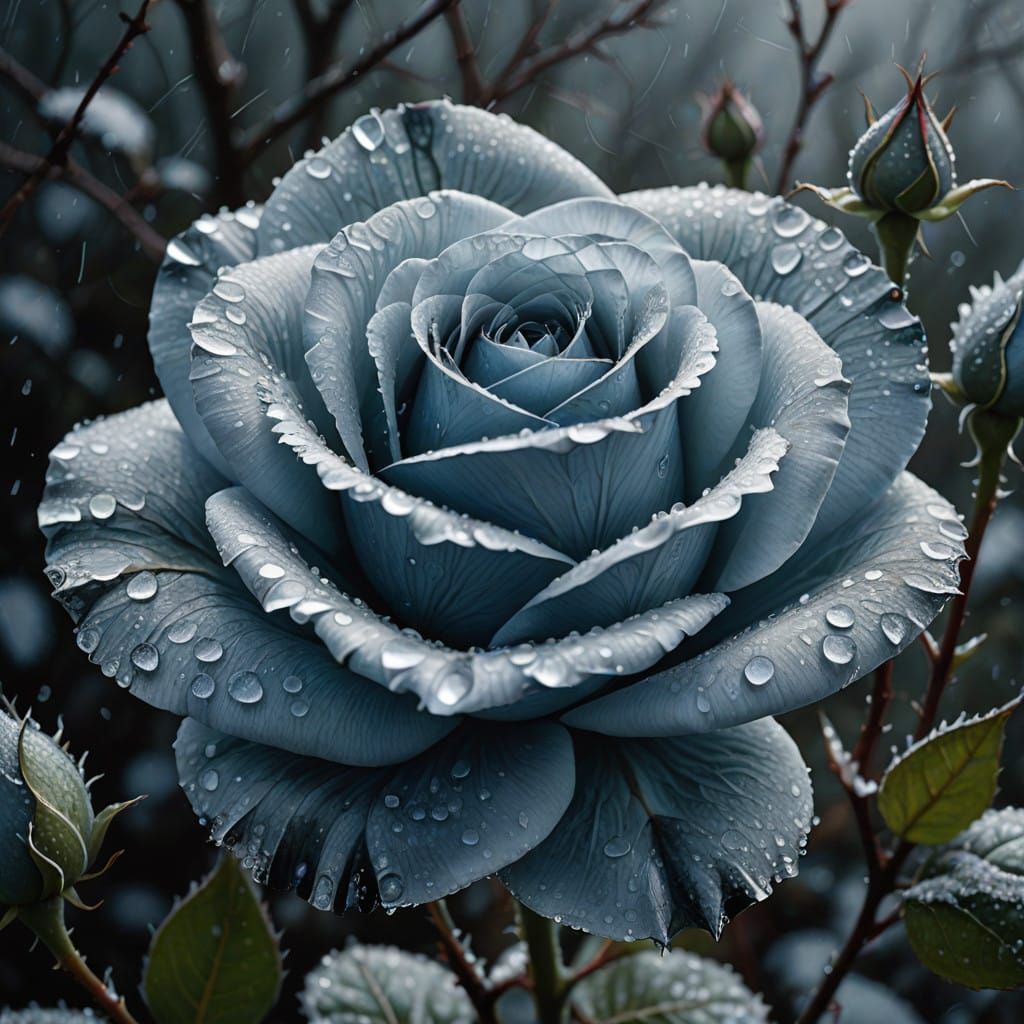 Ethereal Winter Rose in Delicate Crystal