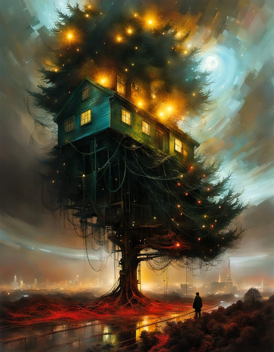 Cyberpunk Christmas Tree Digital Art