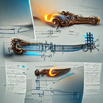 Steampunk Sci-Fi Sword Concept Art in 8k