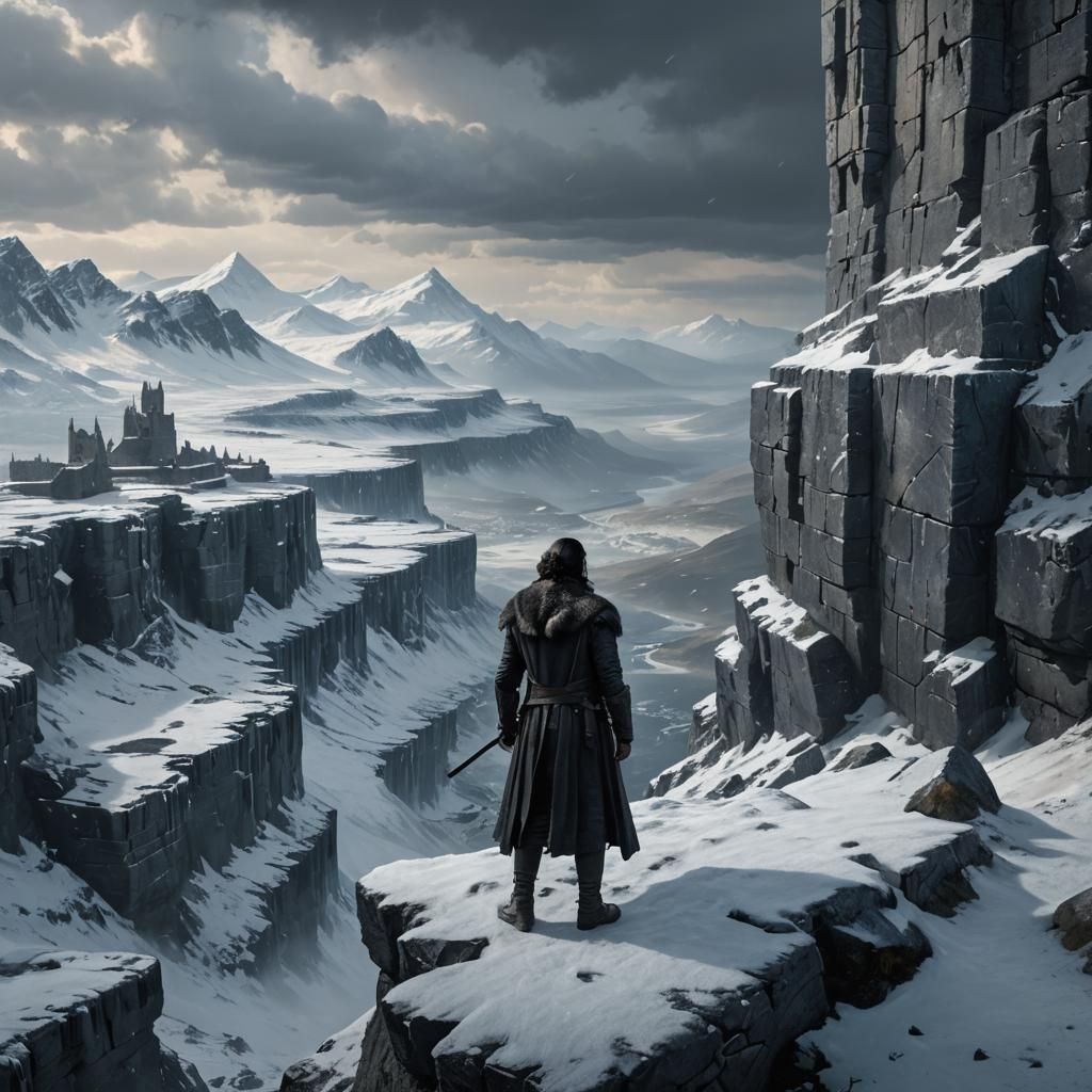 Jon Snow on the Wall: Dark Fantasy Concept Art