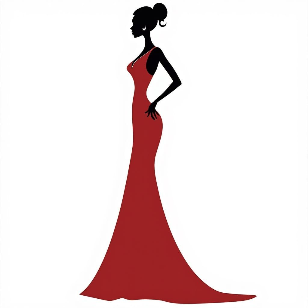 Stylized Silhouette in Flowing Gown with Gradient Shading