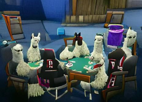 Llamas Playing Poker at a Table