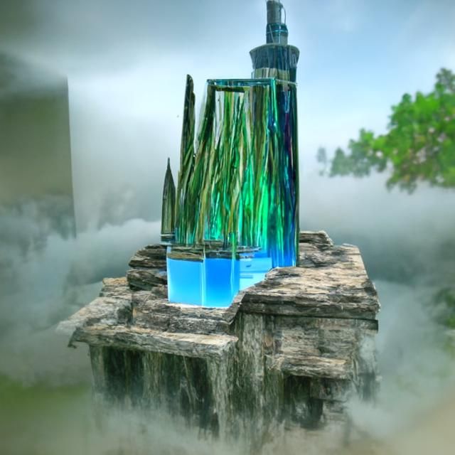 Emerald Beacon: Modern Seapunk Temple in Mist