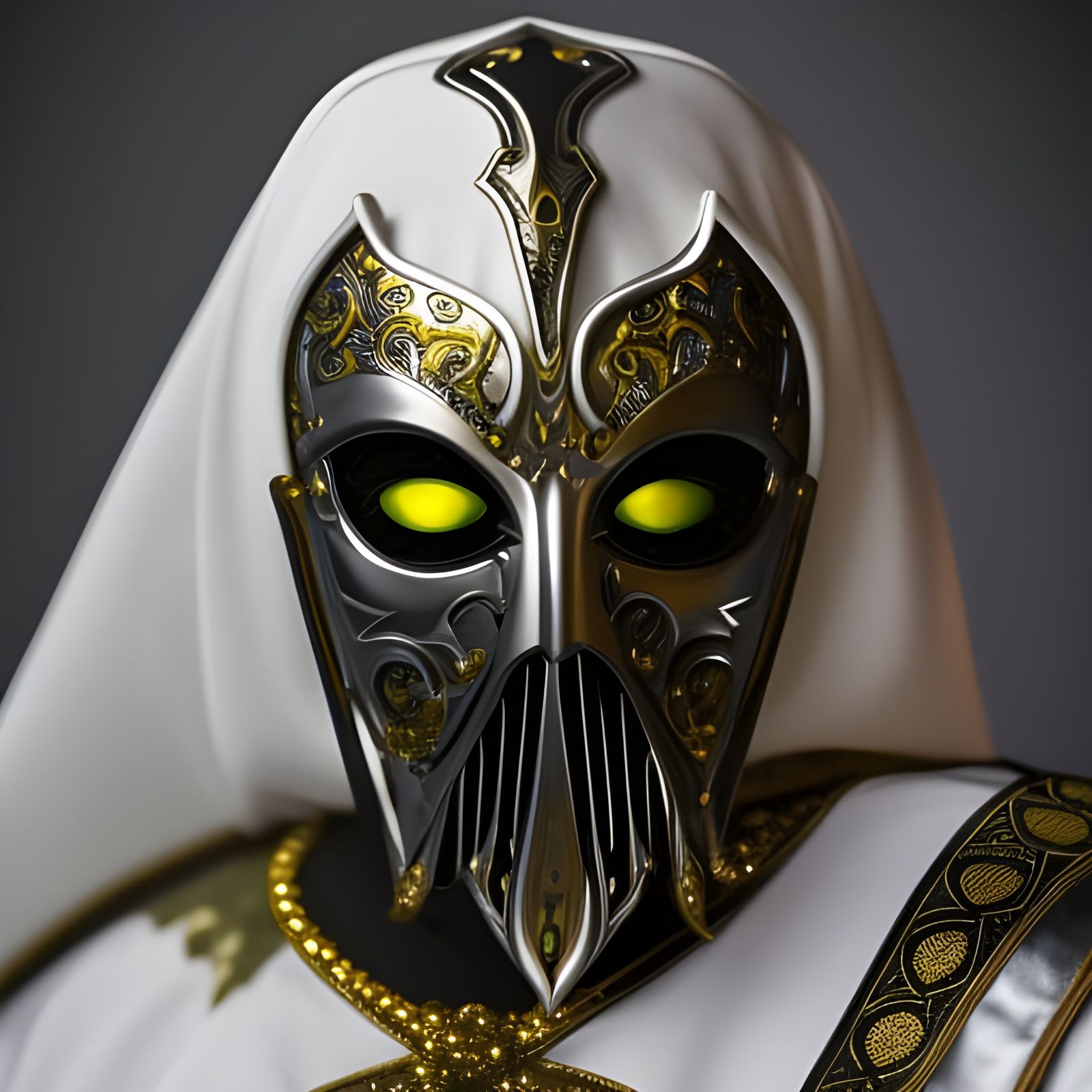 Fearsome Sith Warrior in Ornate Silver Death Mask