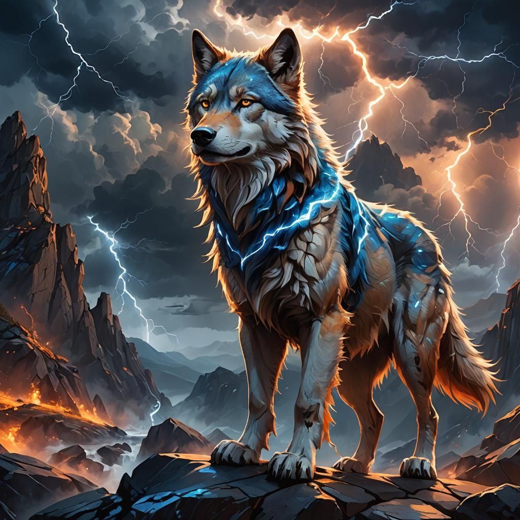 Heroic Lightning Wolf Concept Art in Unreal Engine 5