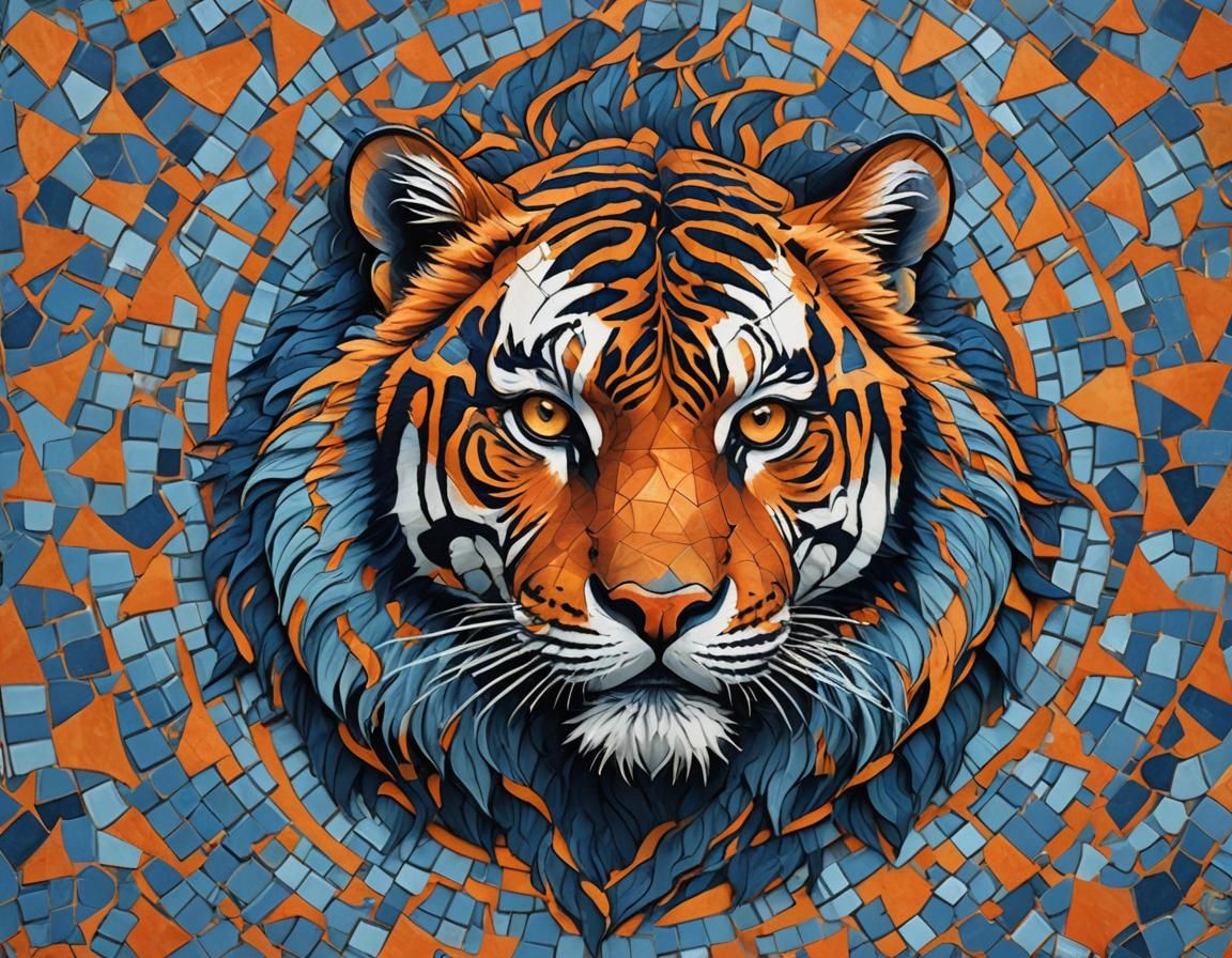Abstract Tiger Head Fractal Design