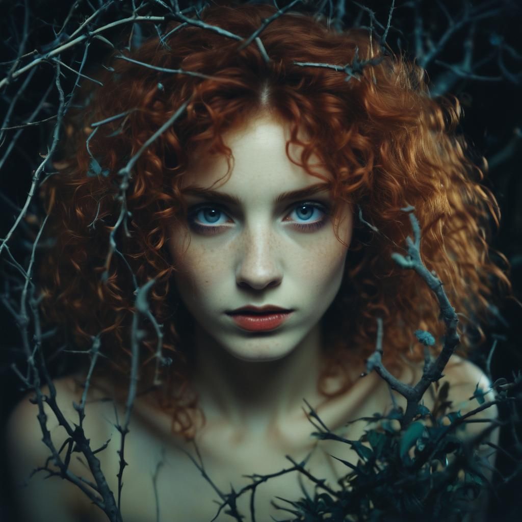 Vibrant Retro Polaroid of a Redhead Goddess