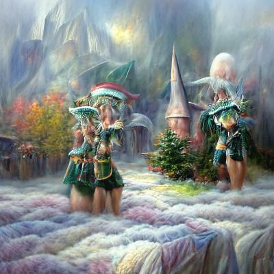 Ethereal Elves in a Misty Fantasy Landscape
