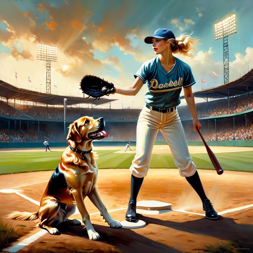 Labrador Retriever Playing Baseball