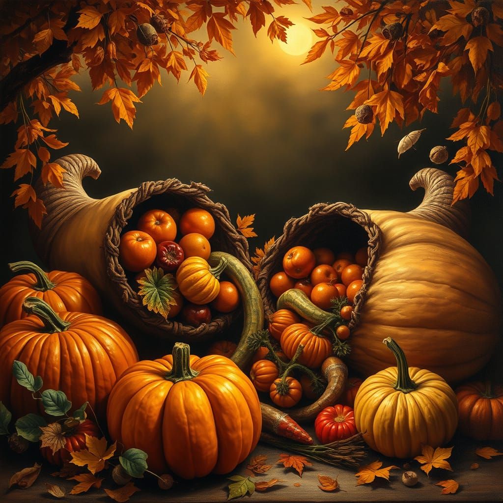 Bountiful Autumn Harvest Oil Painting