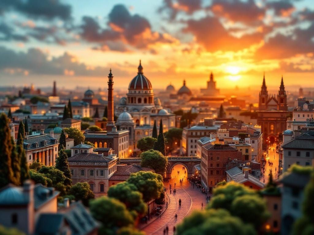 Felt Miniature of Rome at Magic Hour