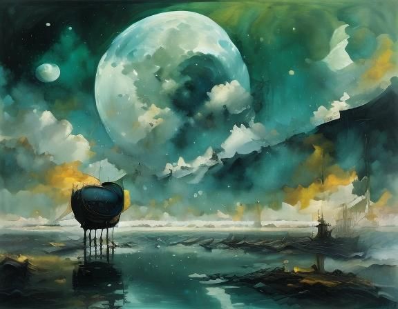 Surreal Celebration Scene with Confetti