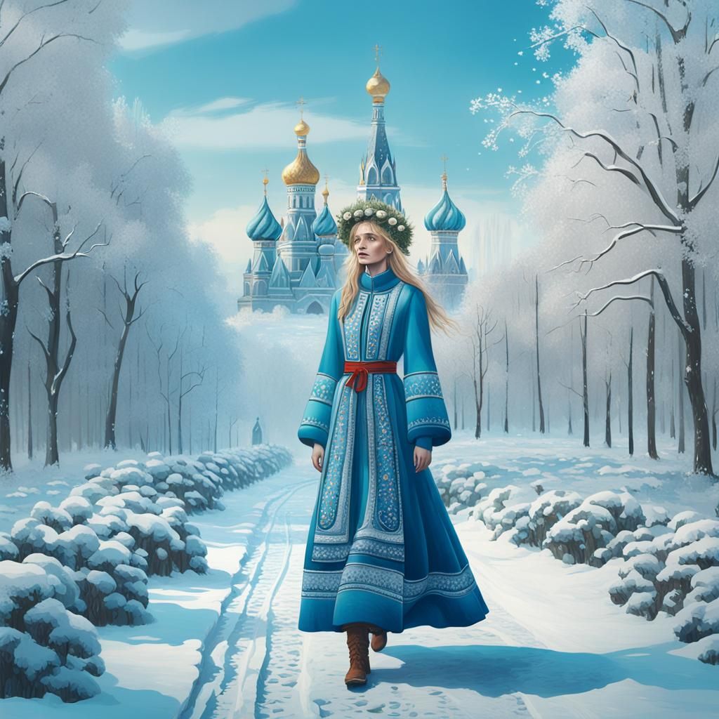 Slavic Model in Winter Wonderland, Fantasy Art