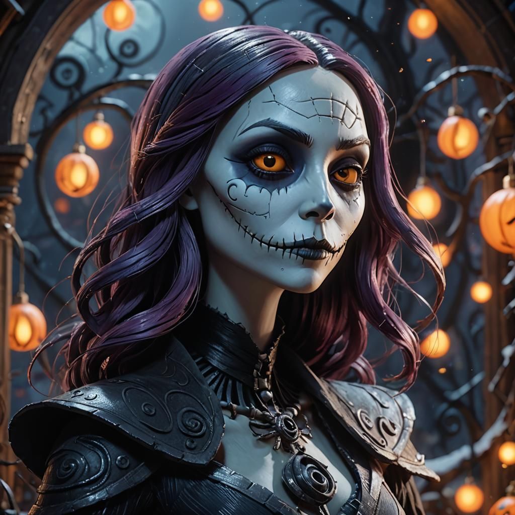 Nightmare Before Christmas Portrait in Art Nouveau Style