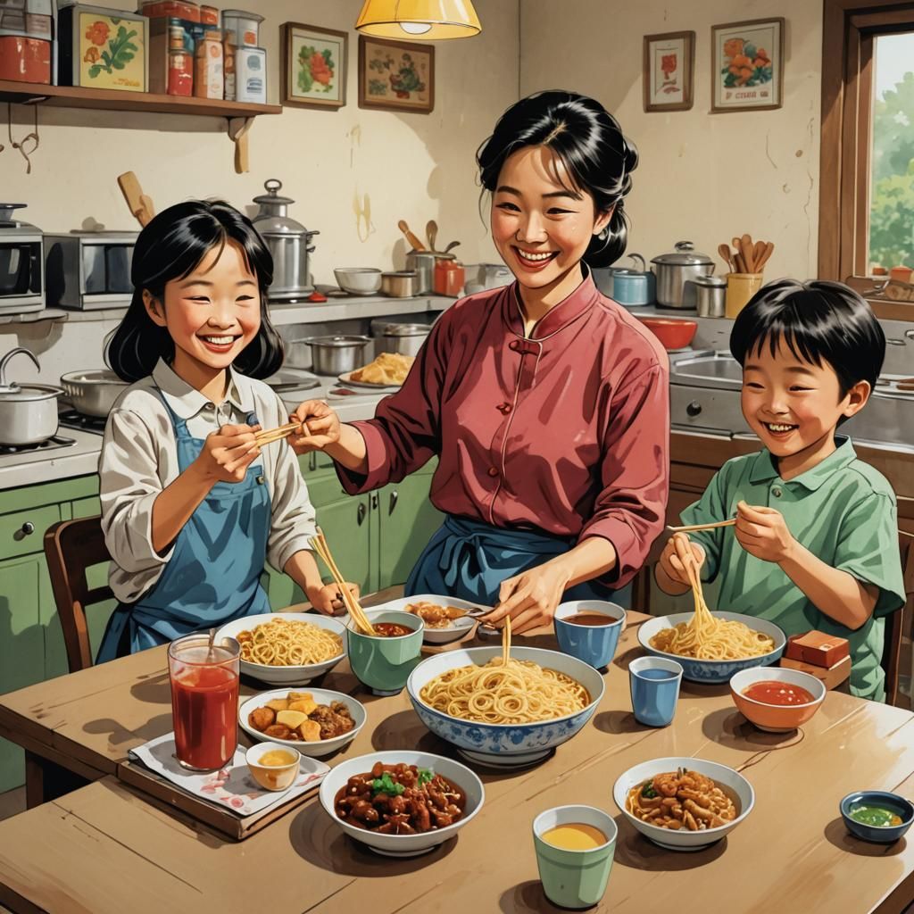 Noodle Breakfast: A Mother's Love in 90s Comic Style