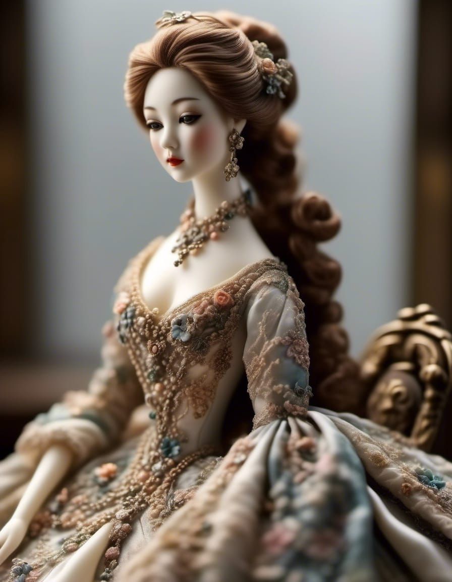 Beautiful Woman in Silk Gown with Flowing Hair