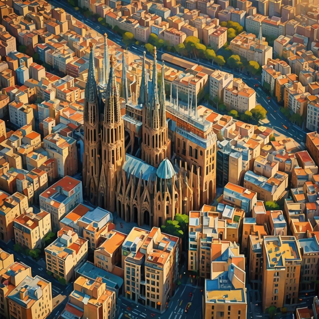 Barcelona's Sagrada Familia: Neo-Expressionist Cityscape