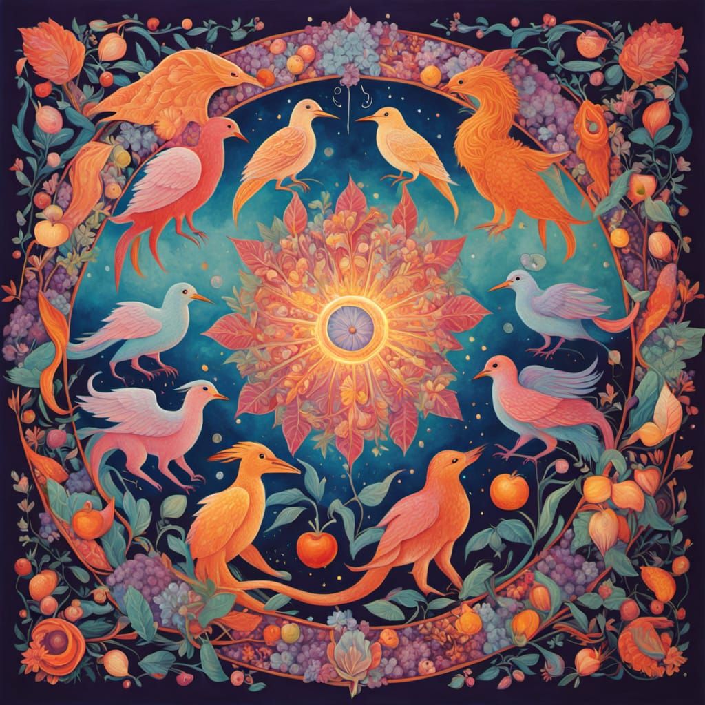 Mythical Creature Offers Fruit in Peaceful Sanctuary Digital...