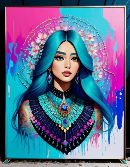 Sapphire Stardust: Supermodel in a Turquoise Dreamscape