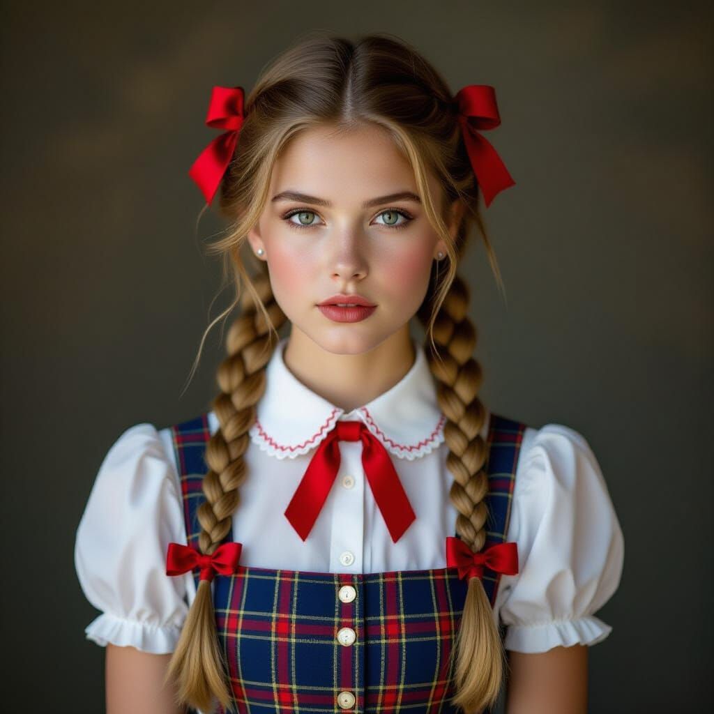 Hyperrealistic Portrait of Sophie in Uniform