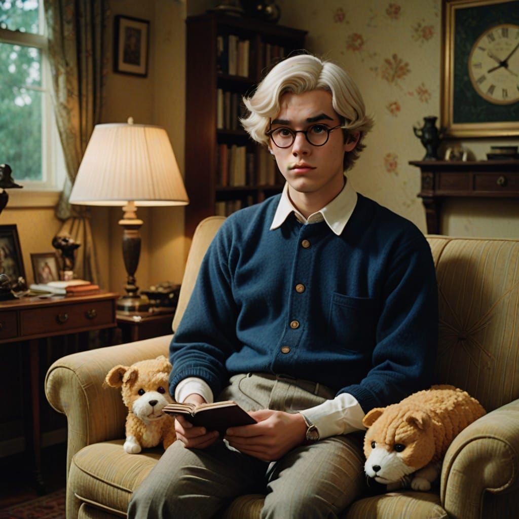 Ethereal Nostalgia in 1960s-Inspired attire with Long Blonde...